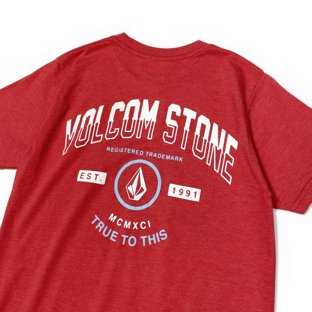 売切り【正規新品】VOLCOM ボルコム◆半袖 Tシャツ スケート サーフ ストーンロゴ 男女兼用 バックプリント(S)赤 250617_画像3