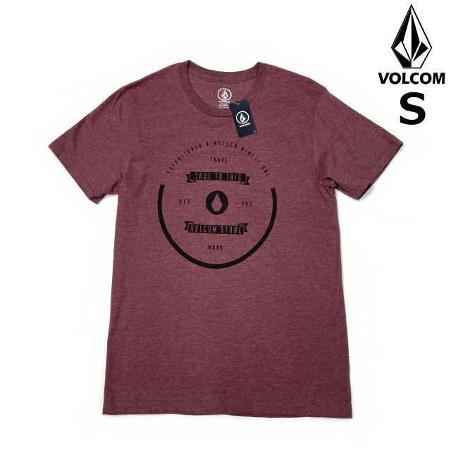 売切り【正規新品】VOLCOM ボルコム◆半袖 Tシャツ スケート サーフ ストーンロゴ 男女兼用(S)赤 ボルドー 250617-B_画像1