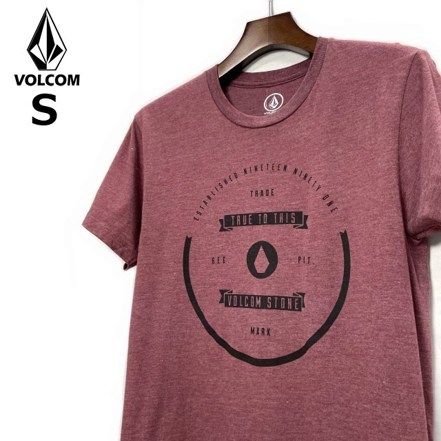 売切り【正規新品】VOLCOM ボルコム◆半袖 Tシャツ スケート サーフ ストーンロゴ 男女兼用(S)赤 ボルドー 250617-B_画像2