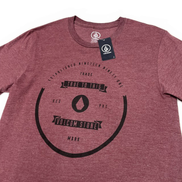 売切り【正規新品】VOLCOM ボルコム◆半袖 Tシャツ スケート サーフ ストーンロゴ 男女兼用(S)赤 ボルドー 250617-B_画像3