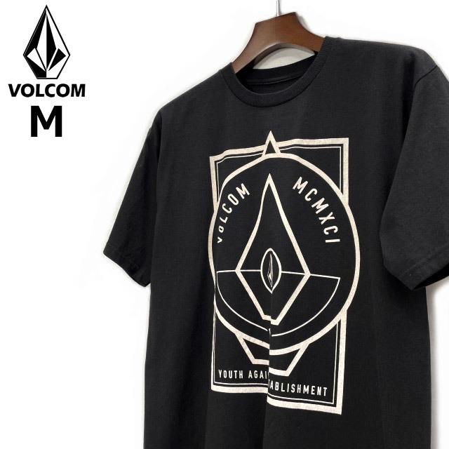 売切り【正規新品】VOLCOM ボルコム◆半袖 Tシャツ スケート サーフ ストーンロゴ 男女兼用(M)黒 250617_画像2