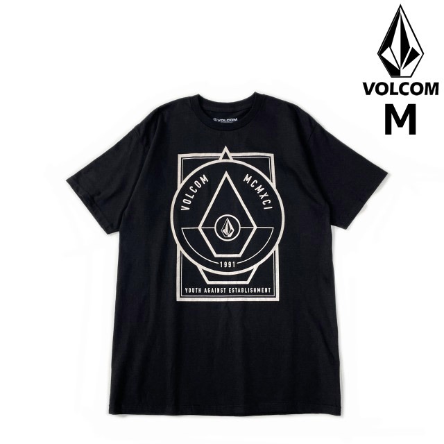 売切り【正規新品】VOLCOM ボルコム◆半袖 Tシャツ スケート サーフ ストーンロゴ 男女兼用(M)黒 250617_画像1
