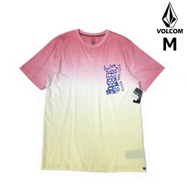売切り【正規新品】VOLCOM ボルコム◆半袖 Tシャツ スケート サーフ ストーンロゴ 男女兼用(M)ピンク 黄 タイダイ柄 250617_画像1