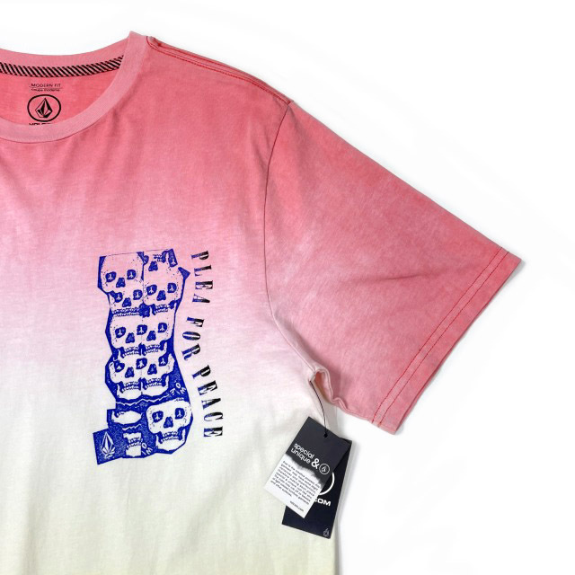 売切り【正規新品】VOLCOM ボルコム◆半袖 Tシャツ スケート サーフ ストーンロゴ 男女兼用(M)ピンク 黄 タイダイ柄 250617_画像3