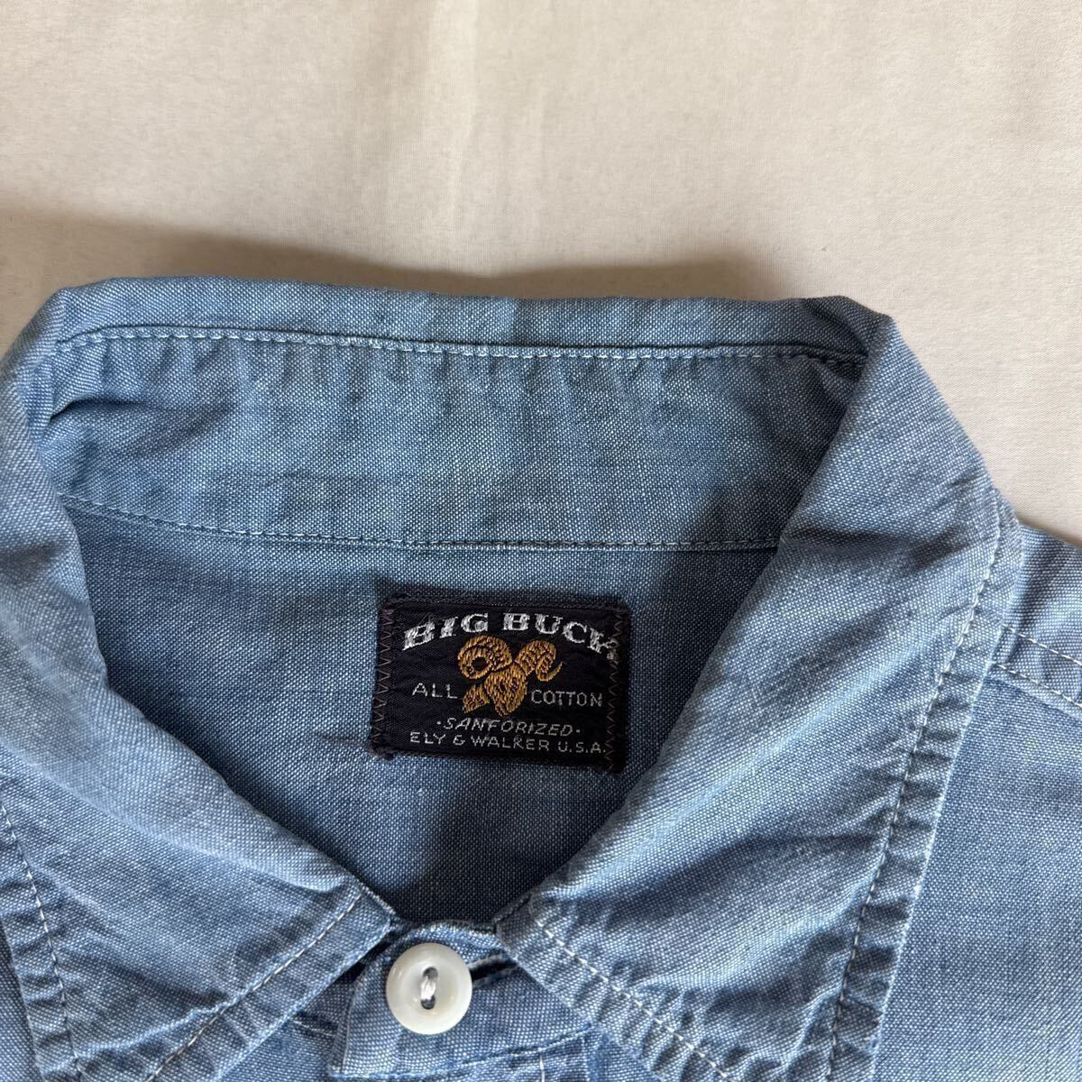 ~60s BIG BUCK CHAMBRAY WORK SHIRT ヴィンテージ ビンテージ シャンブレーシャツ ワークシャツ ELY&WALKER アメカジ 50s 送料無料_画像4