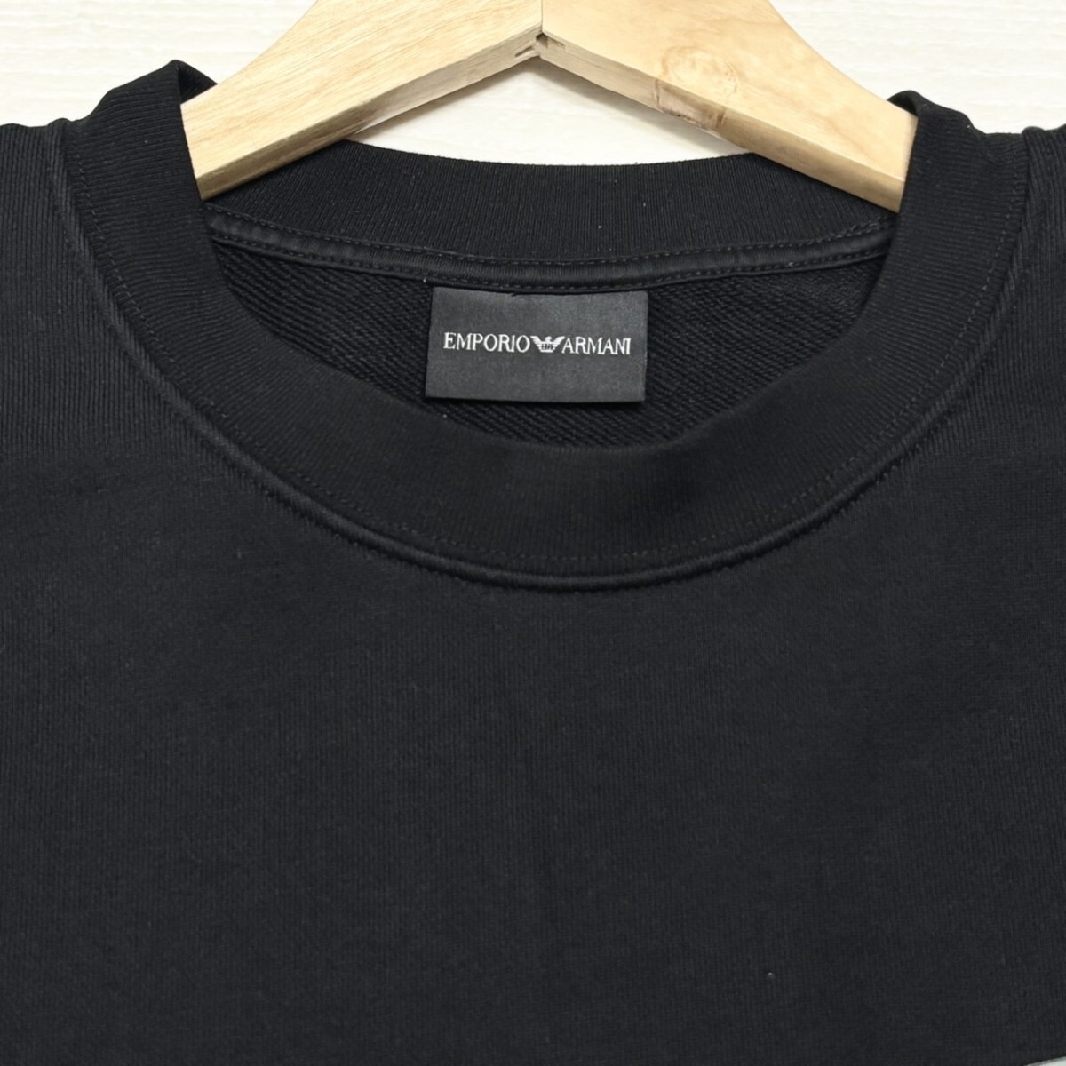 XLサイズ●EMPORIO ARMANI エンポリオアルマーニ 宇宙飛行士 ベアプリント スウェット イーグルロゴ 長袖 ブラック メンズ トップス