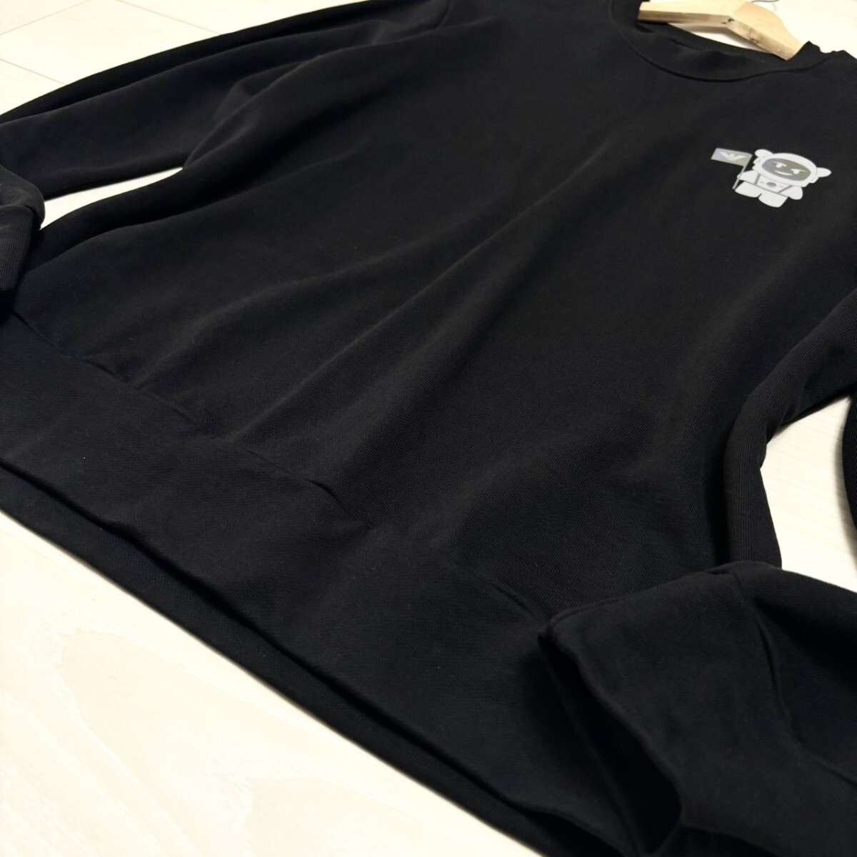 XLサイズ●EMPORIO ARMANI エンポリオアルマーニ 宇宙飛行士 ベアプリント スウェット イーグルロゴ 長袖 ブラック メンズ トップス