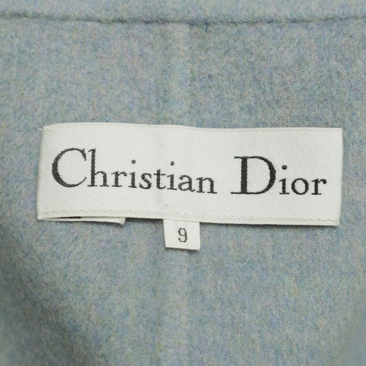GR3989☆クリスチャンディオール Christian Dior ウール ハーフコート オーバーコート ダブルフェイス 配色 ブルー系 サイズ9