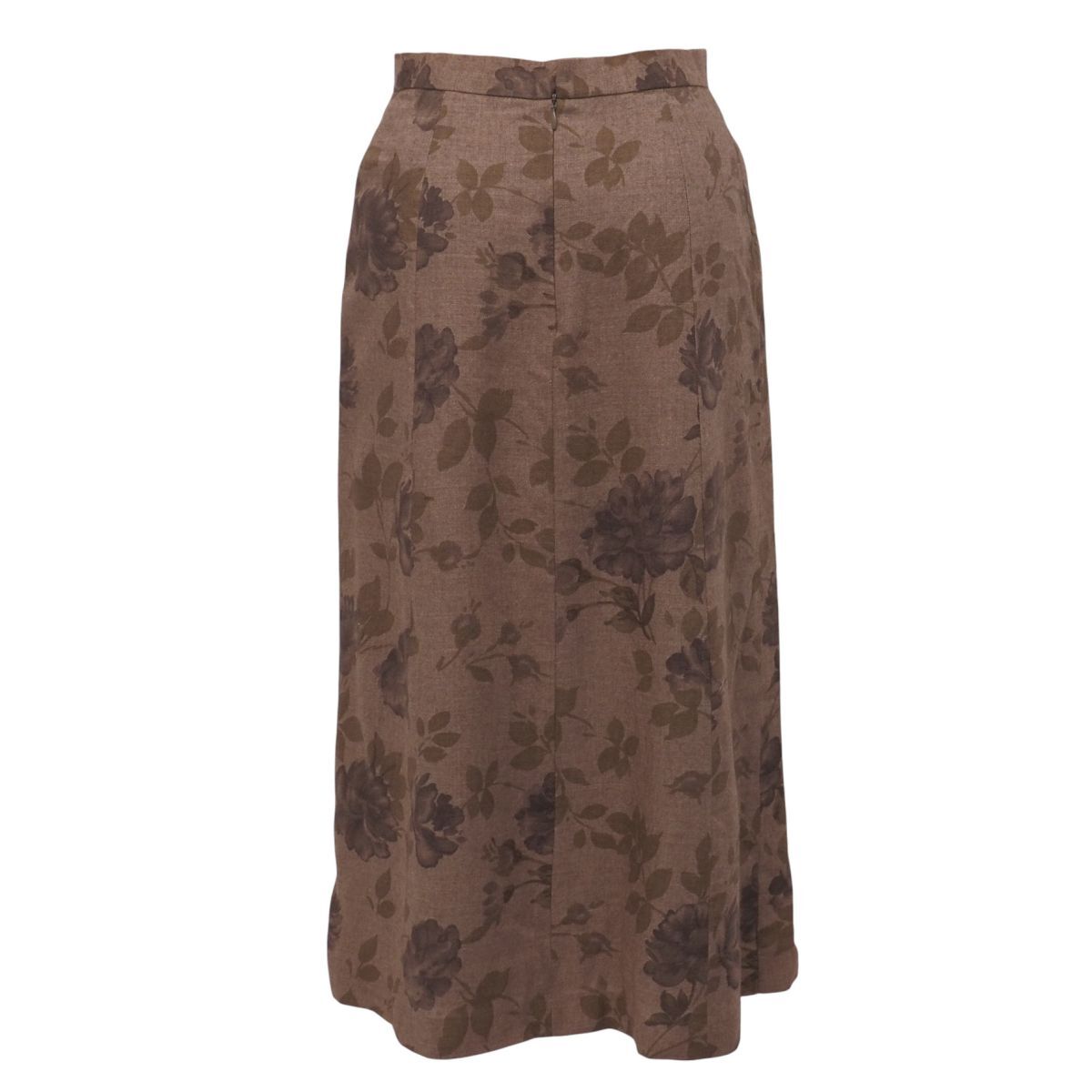 TJ4640☆バーバリー Burberrys 花柄 ロングスカート フレアスカート ウールシルク イタリア制生地 ブラウン系 サイズ40