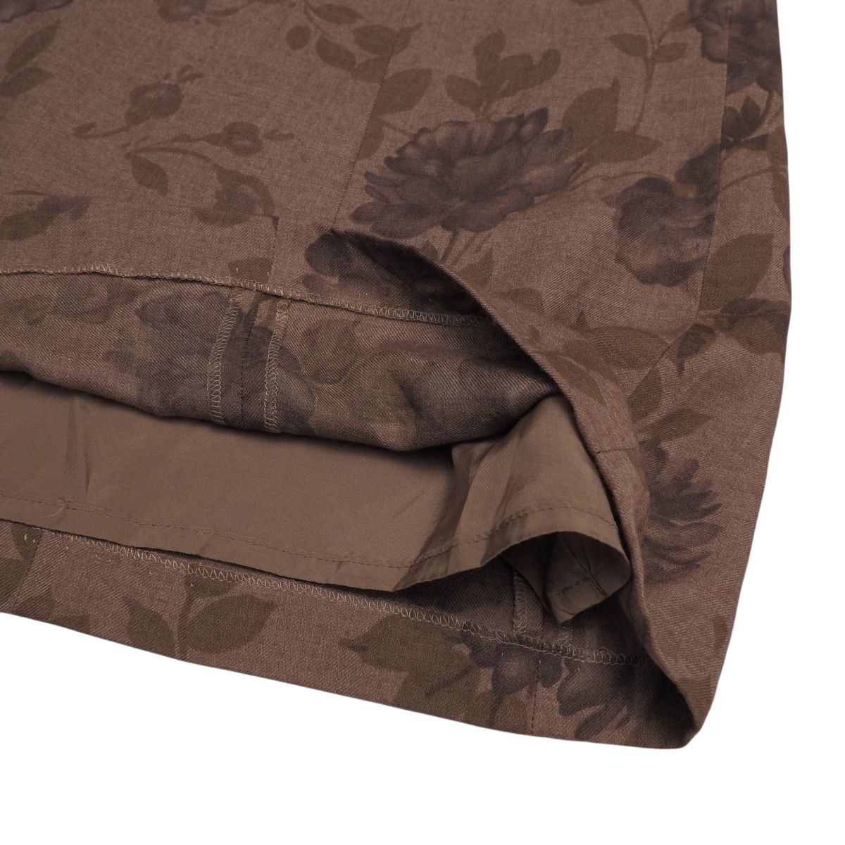 TJ4640☆バーバリー Burberrys 花柄 ロングスカート フレアスカート ウールシルク イタリア制生地 ブラウン系 サイズ40