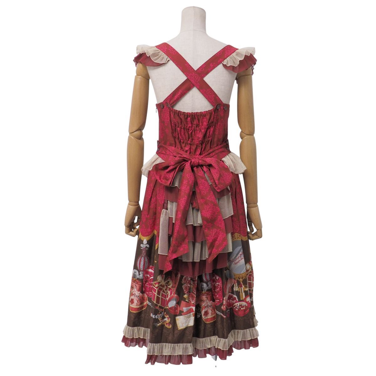 TJ4521☆メタモルフォーゼ metamorphose temps de fille バッスルジャンパースカート Dress room ワンピース チュール ボルドー系 M相當(dāng)