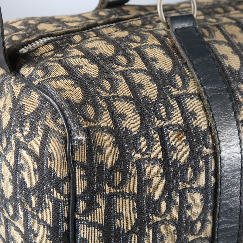 MI0277*フランス制 Christian Dior オールドディオール トロッター trotter ミニボストンバッグ ハンドバッグ 鞄 ネイビー系 vintage