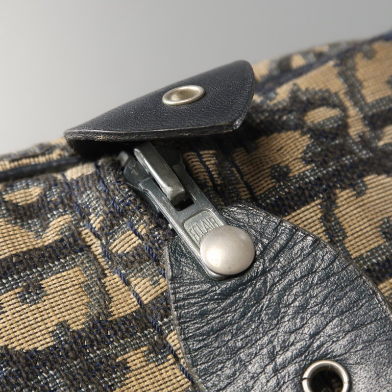 MI0277*フランス制 Christian Dior オールドディオール トロッター trotter ミニボストンバッグ ハンドバッグ 鞄 ネイビー系 vintage