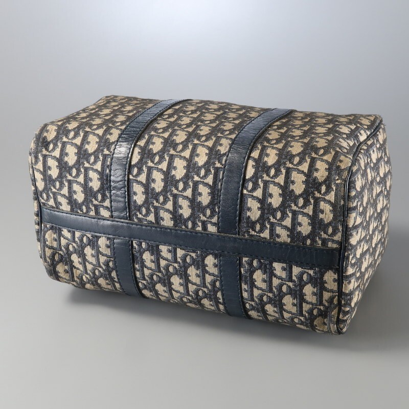 MI0277*フランス制 Christian Dior オールドディオール トロッター trotter ミニボストンバッグ ハンドバッグ 鞄 ネイビー系 vintage