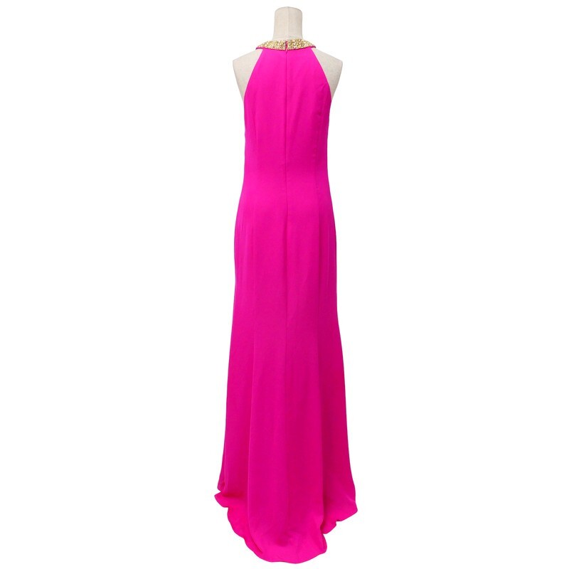 M1287#未使用*カルバンクライン*Calvin Klein*マキシドレス*ロング*パーティ*アメリカンスリーブ*ビジュー裝飾*ピンク系