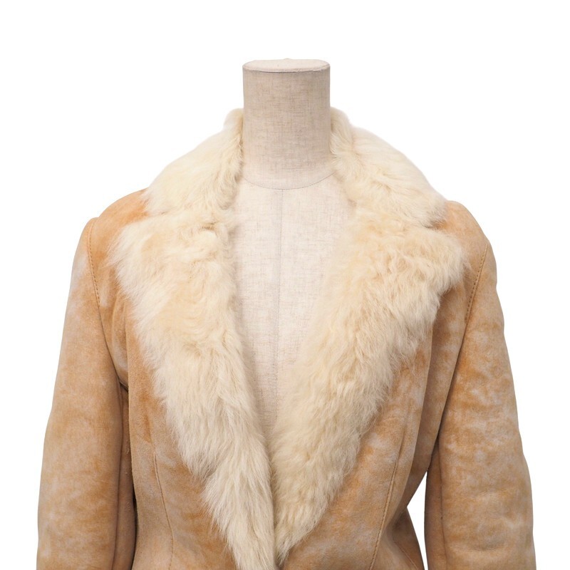 GS2870*イタリア制 GUCCI by TOM FORD グッチ トムフォード期 ムートンコート ムートンジャケット ファー 羊革 Size 40 ベージュ系