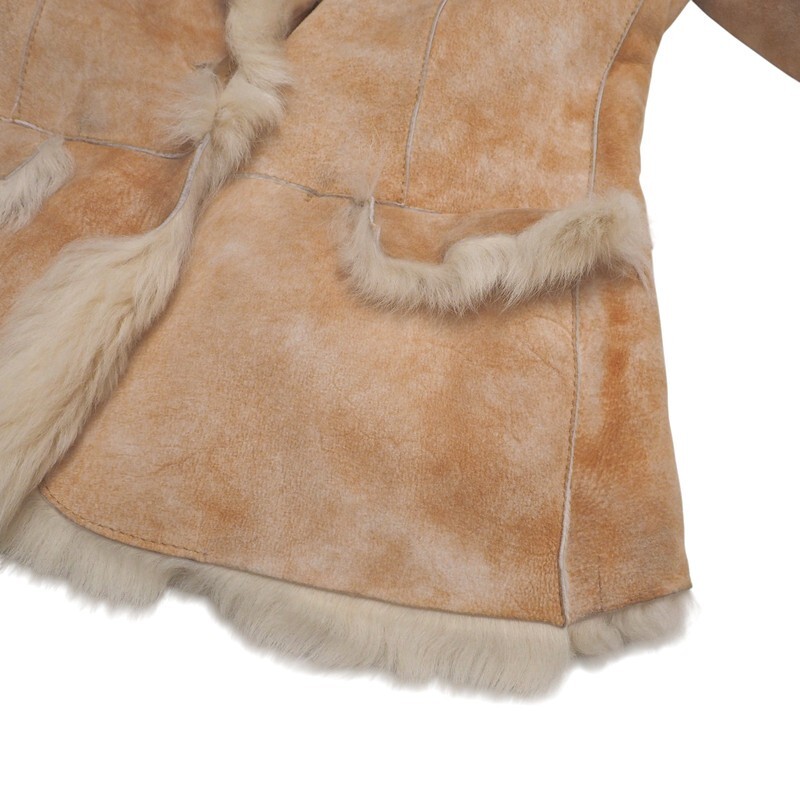 GS2870*イタリア制 GUCCI by TOM FORD グッチ トムフォード期 ムートンコート ムートンジャケット ファー 羊革 Size 40 ベージュ系