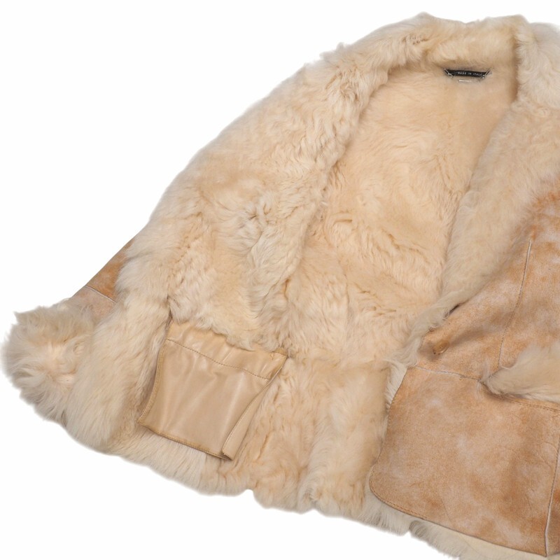 GS2870*イタリア制 GUCCI by TOM FORD グッチ トムフォード期 ムートンコート ムートンジャケット ファー 羊革 Size 40 ベージュ系