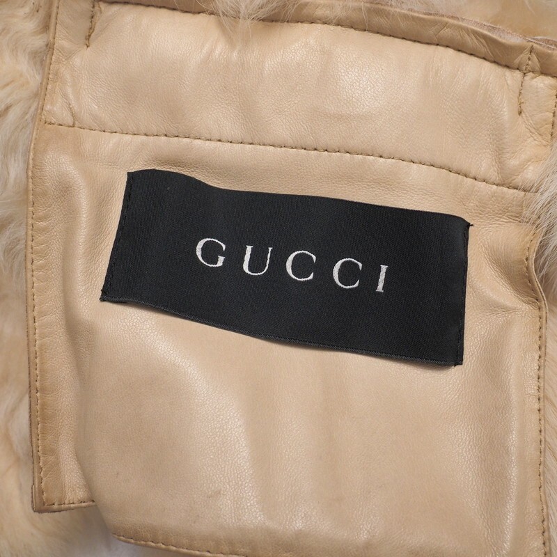 GS2870*イタリア制 GUCCI by TOM FORD グッチ トムフォード期 ムートンコート ムートンジャケット ファー 羊革 Size 40 ベージュ系