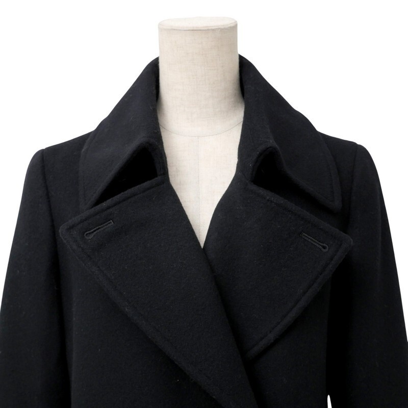 GR4254▼DKNY ダナキャランニューヨーク*ダブルブレスト ロングコート*ウール*サイズ4*ブラック