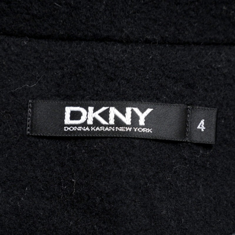 GR4254▼DKNY ダナキャランニューヨーク*ダブルブレスト ロングコート*ウール*サイズ4*ブラック