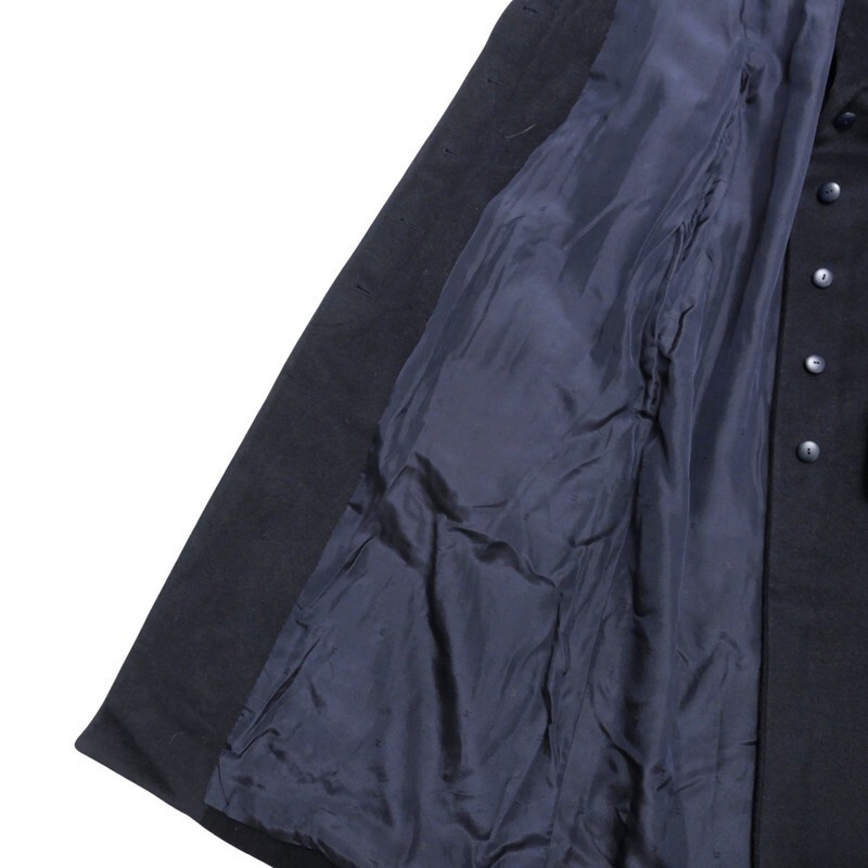 MH5826▼フランス制▼シャネル CHANEL*ウール×アルパカ ロングコート CC/ココマーク釦 比翼仕立て サイズ38 著丈110cm ネイビー系