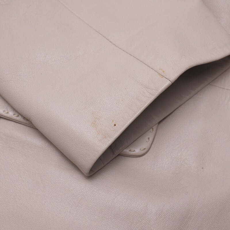 MI1333=ロエベ/LOEWE*スペイン制*アナグラム*羊革*ラムレザージャケット*リアルレザー*テーラードジャケット*サイズ40*ベージュ系