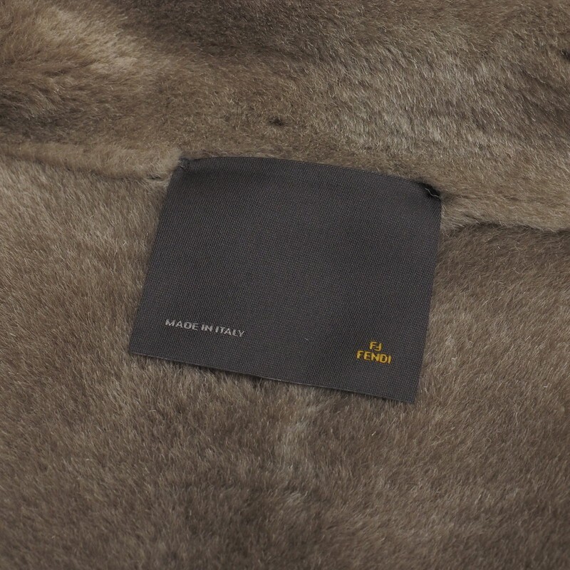 MH8607=イタリア制*フェンディ/FENDI*ムートンジャケット*コート*ジップアップ*リアルレザー*リアルファ―*サイズ40*ブラック×ブラウン絙?