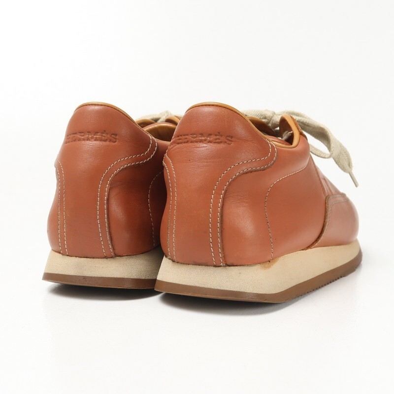 MI1410〇イタリア制 HERMES エルメス クイック Hロゴ スニーカー*38(23.5～24cm相當(dāng))*ブラウン