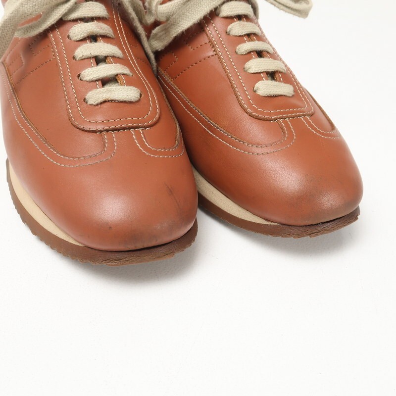 MI1410〇イタリア制 HERMES エルメス クイック Hロゴ スニーカー*38(23.5～24cm相當(dāng))*ブラウン