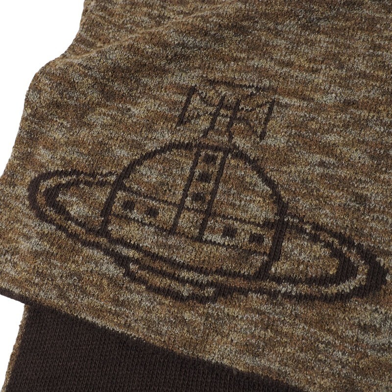 MI1197〇イタリア制*ヴィヴィアンウエストウッド Vivienne Westwood ACCESSORIES*ビッグオーブ ロゴ ウール マフラー ストール*ブラウン系