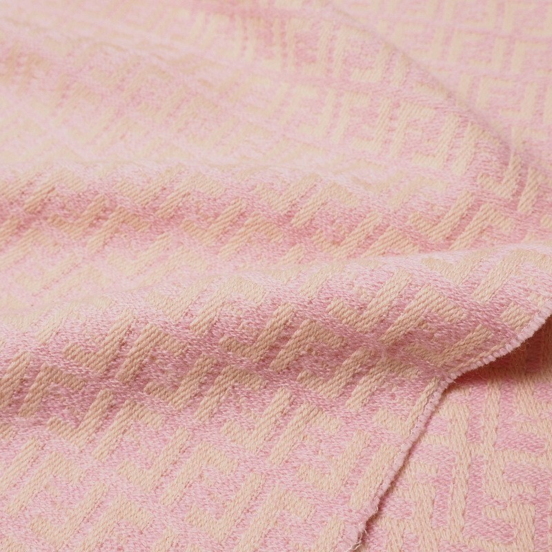 TI9295〇イタリア制*フェンディ/FENDI*ウール100％*FF ロゴ ズッカ柄*フリンジ*マフラー ストール*ピンク×ベージュ絙?