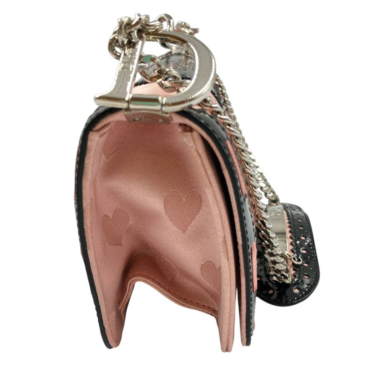 ディオール パテントレザー サテンチェーンショルダーバッグ 13MA-1024