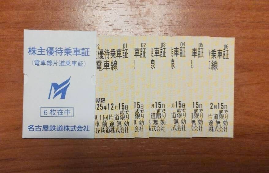 ★送料無料★名古屋鉄道株式會社 株主優(yōu)待乗車証 6枚セット ★2025年12月15日まで★名鉄★