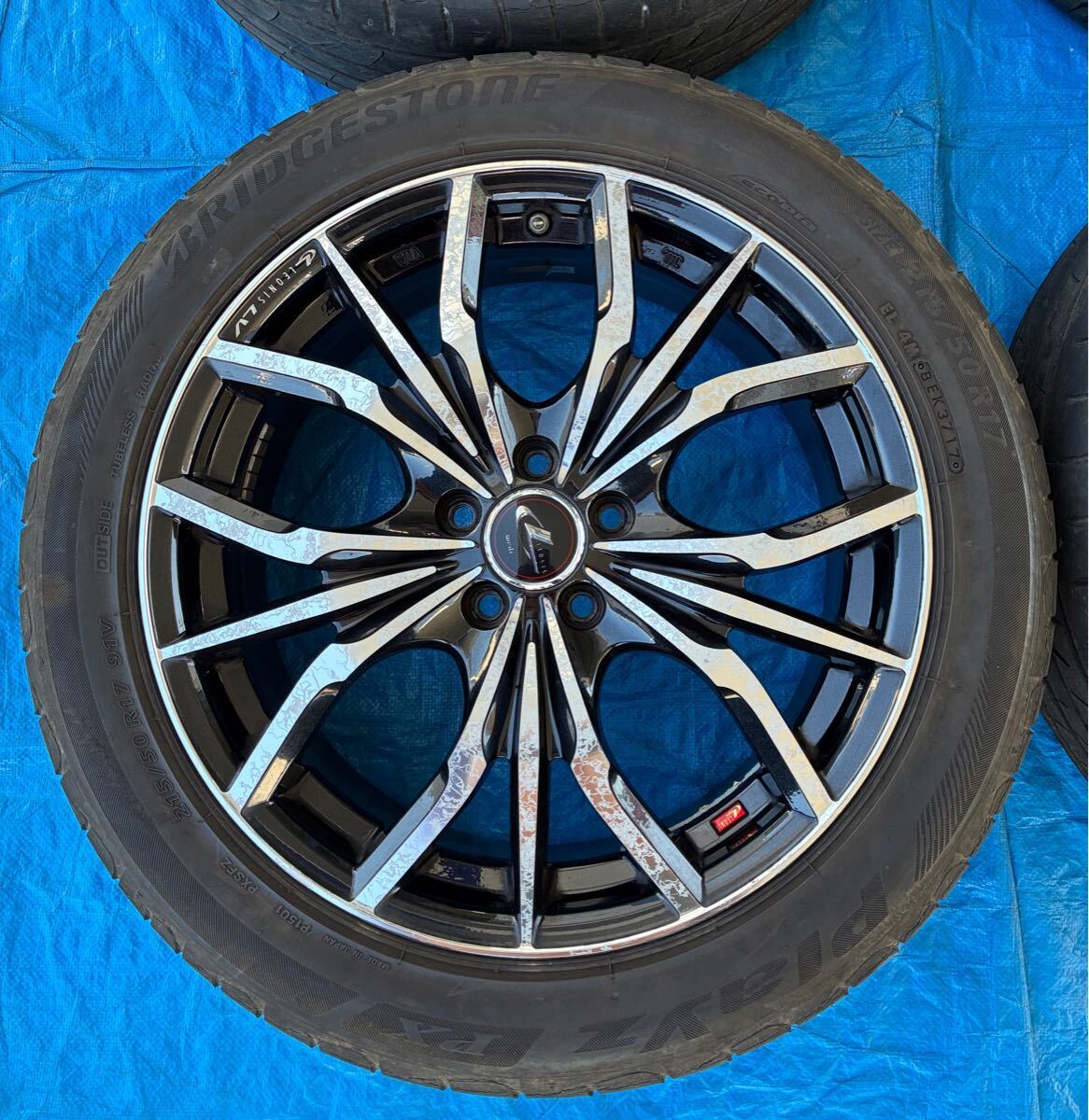 weds LEONISレオニス 17インチアルミホイール4本セット PCD100 7J オフセット47 5穴 ハブ径66手計 中古品 215/50R17 レガシー等_画像4