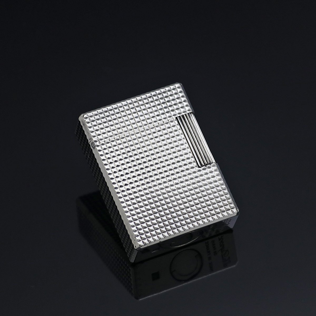 1円～ 美品 オーバーホール済 S.T.Dupont デュポン ライン1S 13110 ダイヤモンドヘッド シルバーフィニッシュ 一発著火