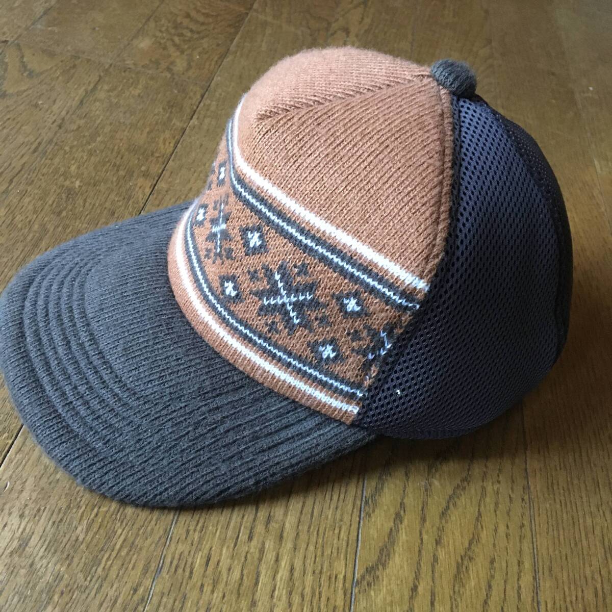 即決!秋冬用【FLIP THE SCRIPT/帽子 】ニット&メッシュ切り返しデザイン★サイズ:フリー_画像1