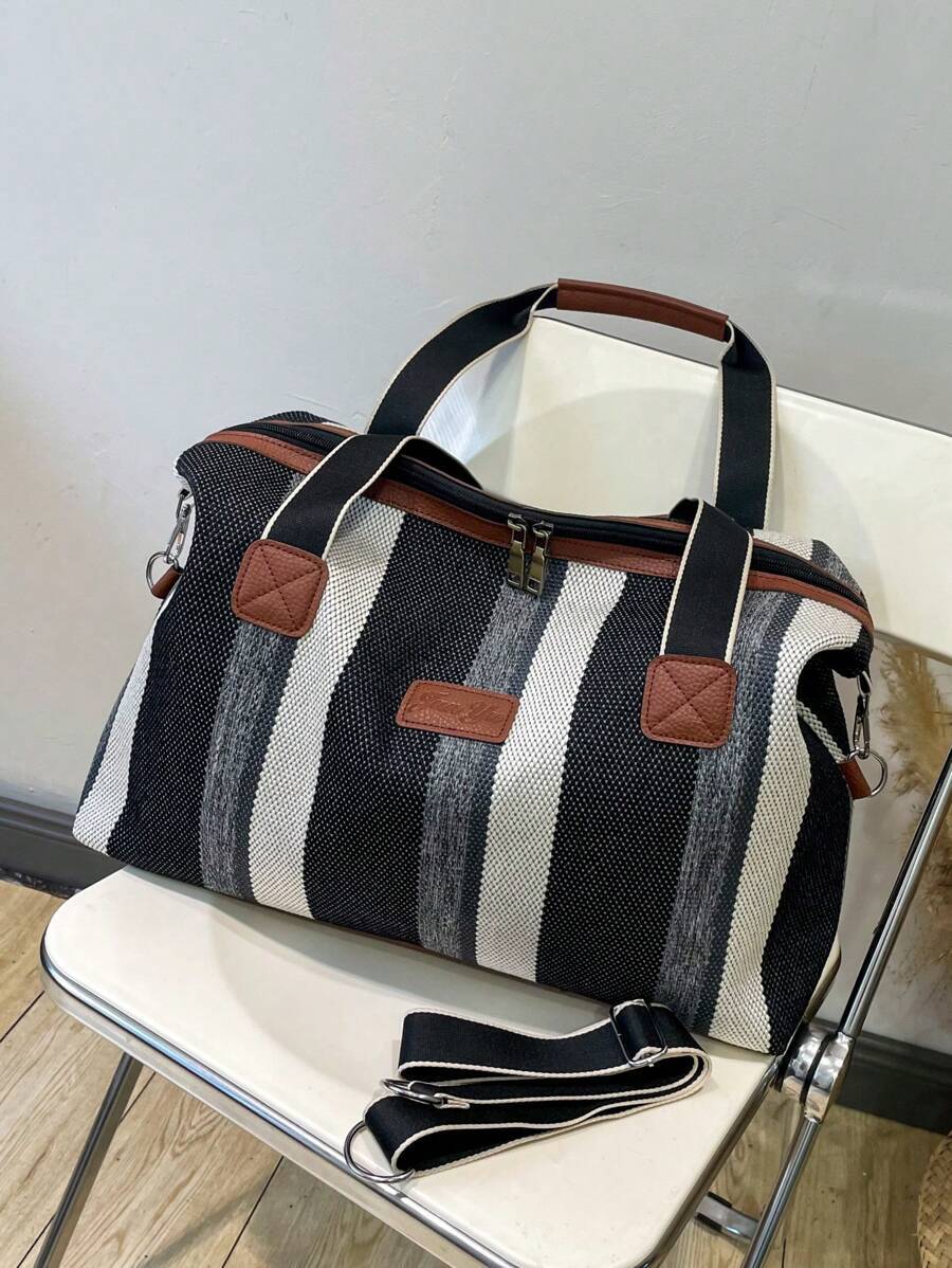 バッグ レディース トートバッグ 大容量 ストライプ柄 レディーストートバッグ、防水ダッフルジムバッグ、軽量機内持ち込み スポーツ