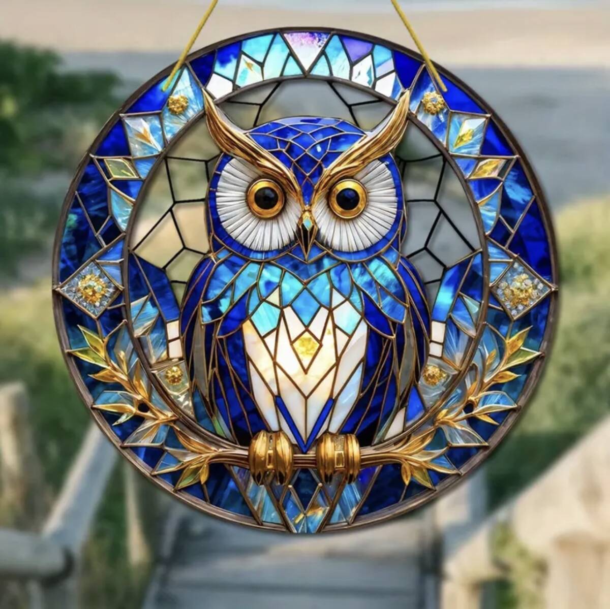 ステンドグラス風 【フクロウ プレート Bx5枚】 梟 不苦労 福郎 縁起物 風水 装飾品 飾り インテリア オブシェ 小物 可愛い ステンドガラス_画像5