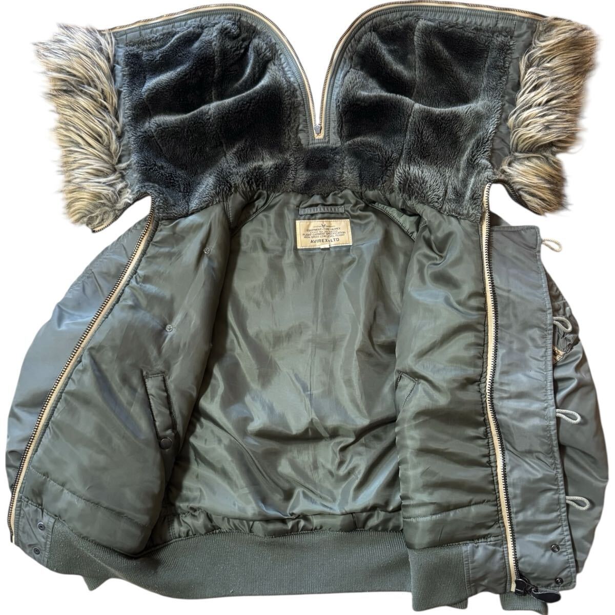 雰囲気抜群 AVIREX アーチロゴ エコファーモデル N-2B 短丈 フライトジャケット Mサイズ y2k バックロゴ_画像3