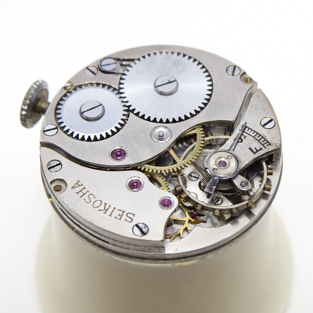 OH済み　1920s　戦前　SEIKO　セイコー　モリス型　9型　10石　機械式　手巻　腕時計　スモセコ　アンティーク　チラネジ　JAPAN　MADE_画像3