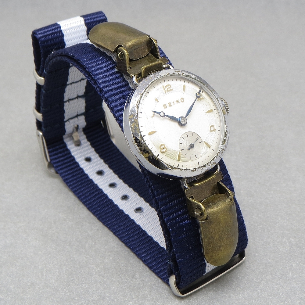 OH済み　1920s　戦前　SEIKO　セイコー　モリス型　9型　10石　機械式　手巻　腕時計　スモセコ　アンティーク　チラネジ　JAPAN　MADE_画像10