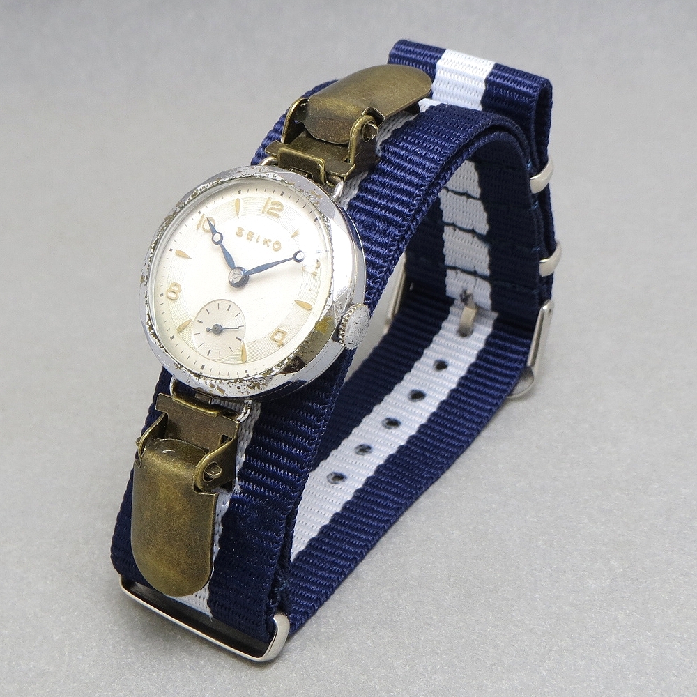 OH済み　1920s　戦前　SEIKO　セイコー　モリス型　9型　10石　機械式　手巻　腕時計　スモセコ　アンティーク　チラネジ　JAPAN　MADE_画像2