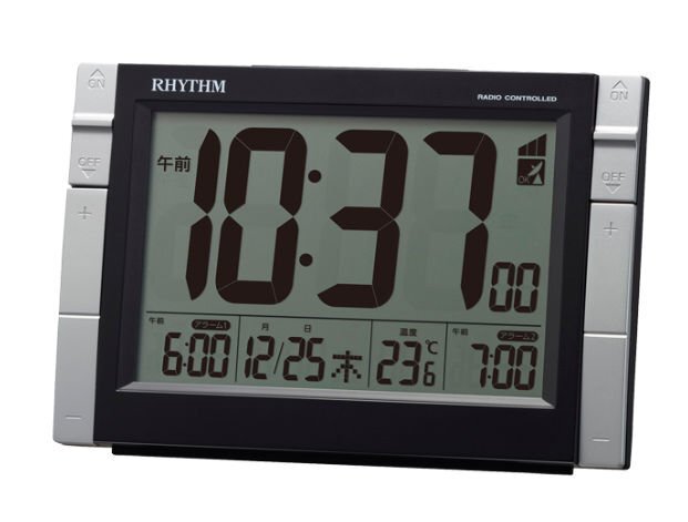 最落１円　訳あり品　リズム　電波デジタル目覚まし時(shí)計(jì) フィットウェーブD223 8RZ223SR02 定価6,050円稅込み　アルカリ電池単三2本　電池