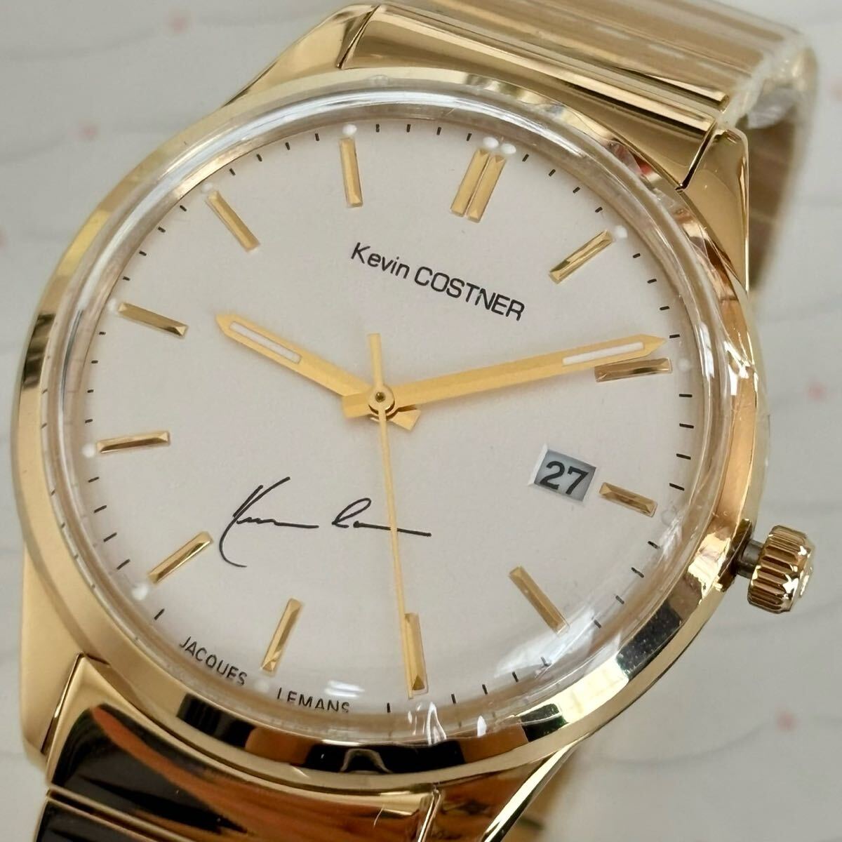 JACQUES LEMANS ジャックルマン クォーツ 40mm ゴールド KC-102E ケビンコスナー 未使用 長期保管品 電池交換済 3