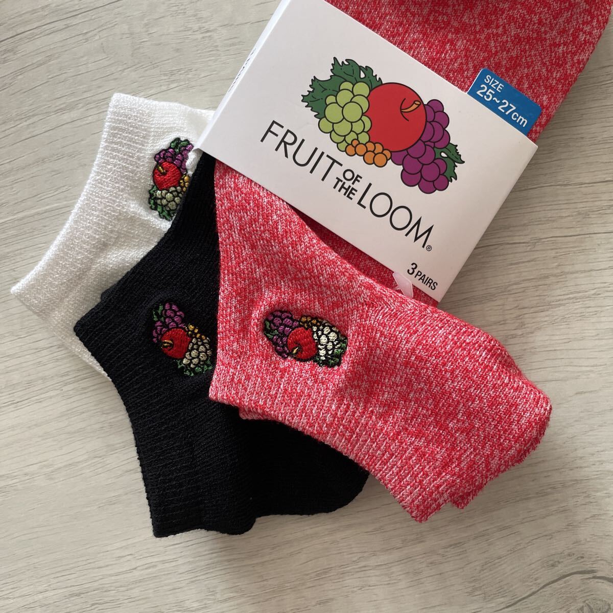 【新品未使用】 FRUIT OF THE ROOM フルーツオブザルーム ソックス 靴下 3足組×2個 25〜27cm ショートソックス メンズ 冷感_画像2