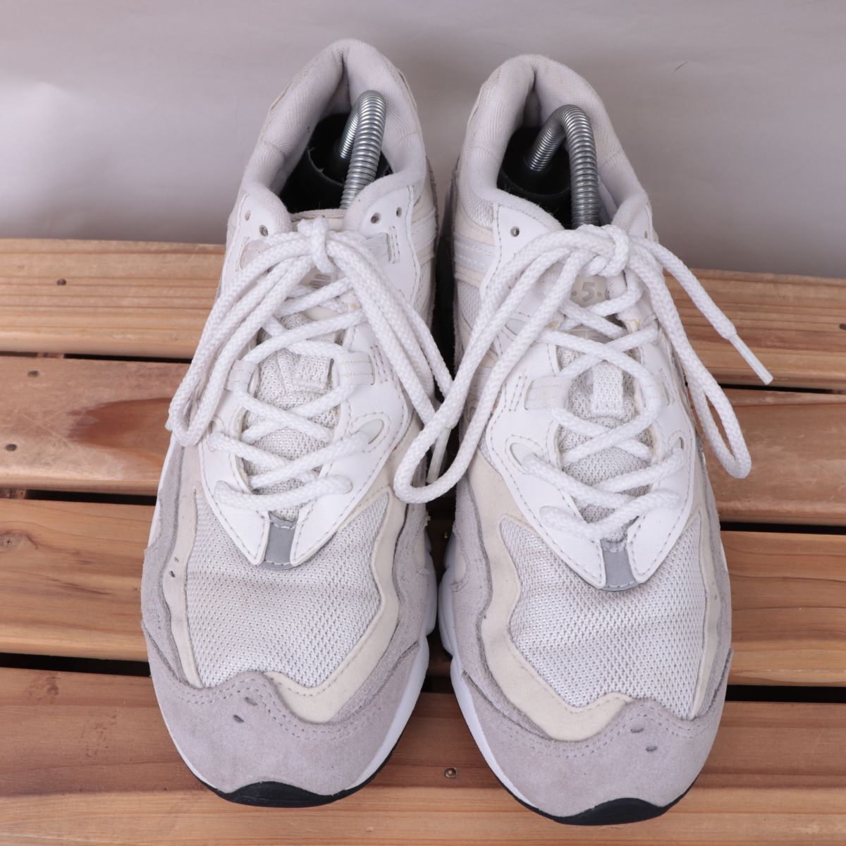 z2206【850】ニューバランス US8 26.0cm/白 ホワイト グレー newbalance メンズ スニーカー 中古_画像2