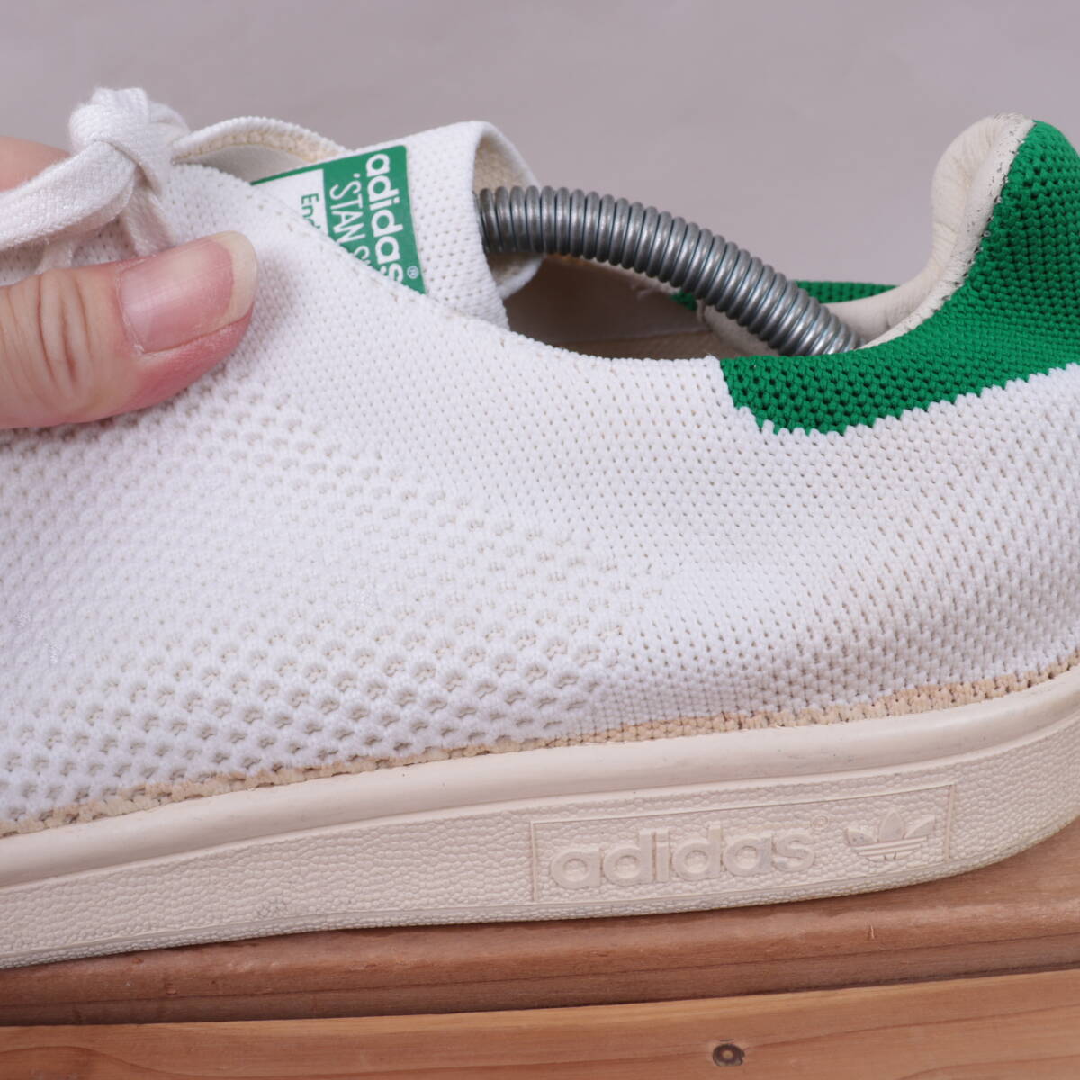 z2252 Adidas Stansmith prime вязаный US11 29.0cm/ белый белый зеленый adidas STAN SMITH OG PK мужской спортивные туфли б/у 