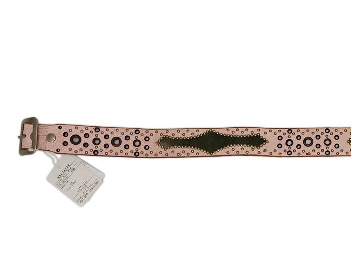 BALTAZAR バルタザール ベルト BTZ-014 ピンク レザー 牛革 スタッズ シルバー金具 タグ付 箱付