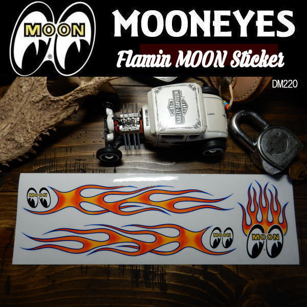 ムーンアイズ MOONEYES Sticker ステッカー Flamin' MOON [DM220]..._画像1